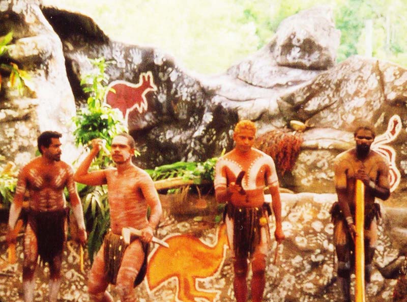 Tjapukai dancers on stage